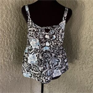 Tahari Women’s 100% Linen Floral Print Sleeveless Top / camisole Size M